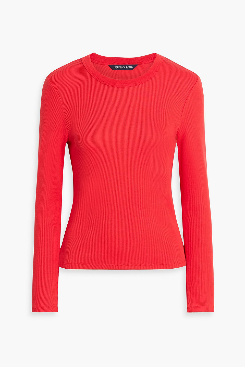 Veronica Beard Pruitt Ribbed Pima Cotton-blend Top In Red