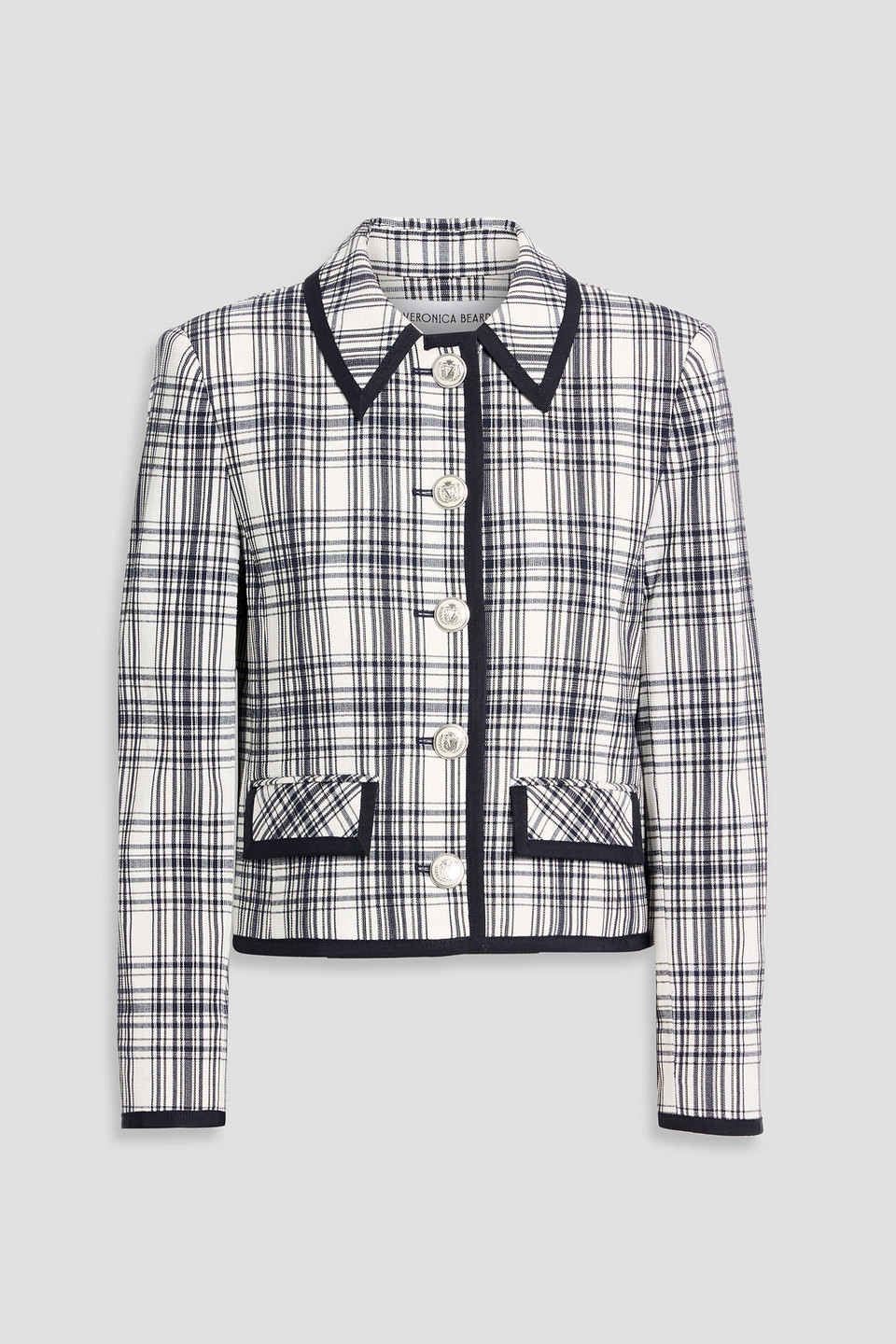 veronica beard - makayla checked cotton-blend tweed jacket - white - us 0