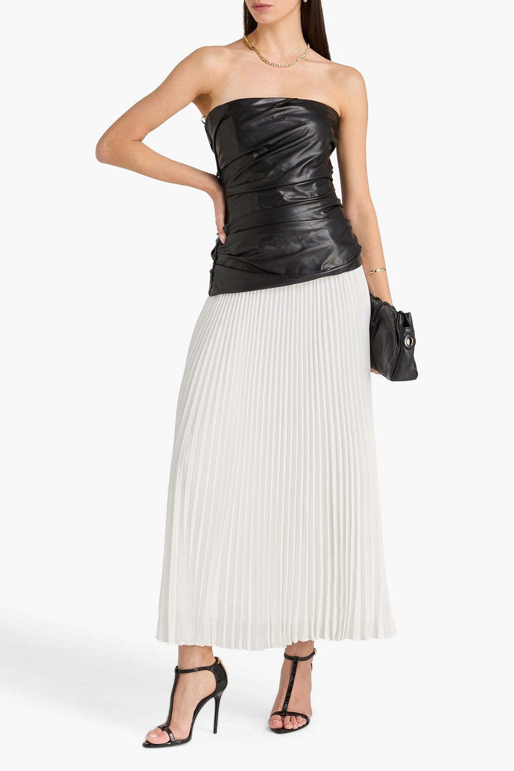 SIMKHAI Arie strapless pleated georgette maxi dress