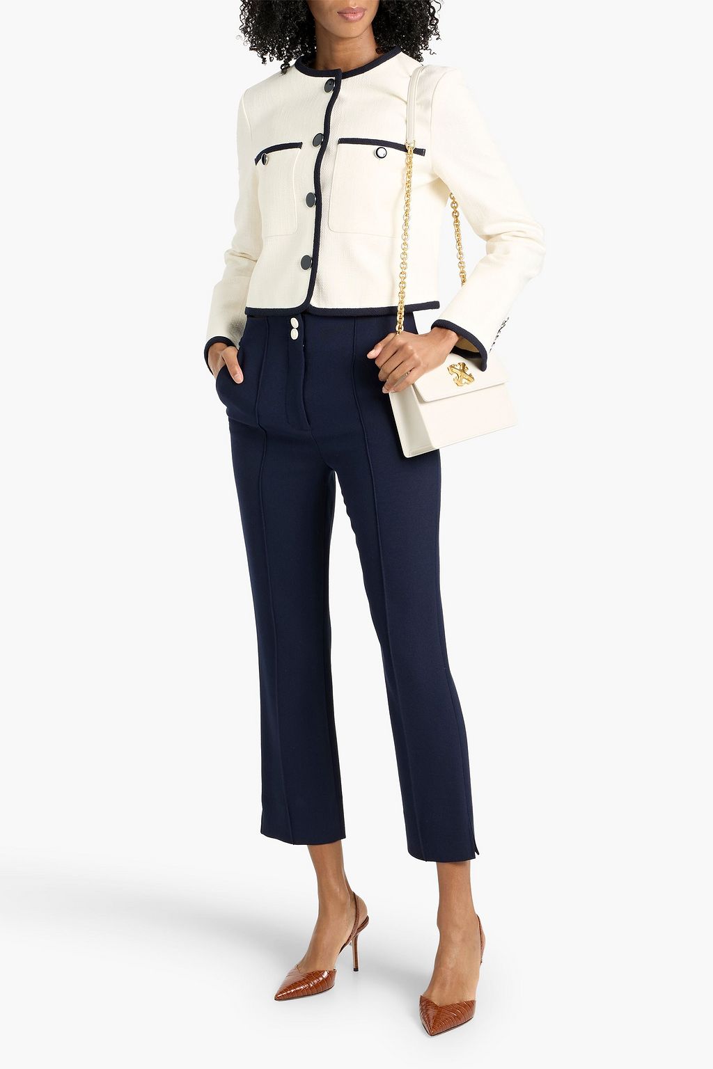 VERONICA BEARD Kean cropped tweed slim-leg pants