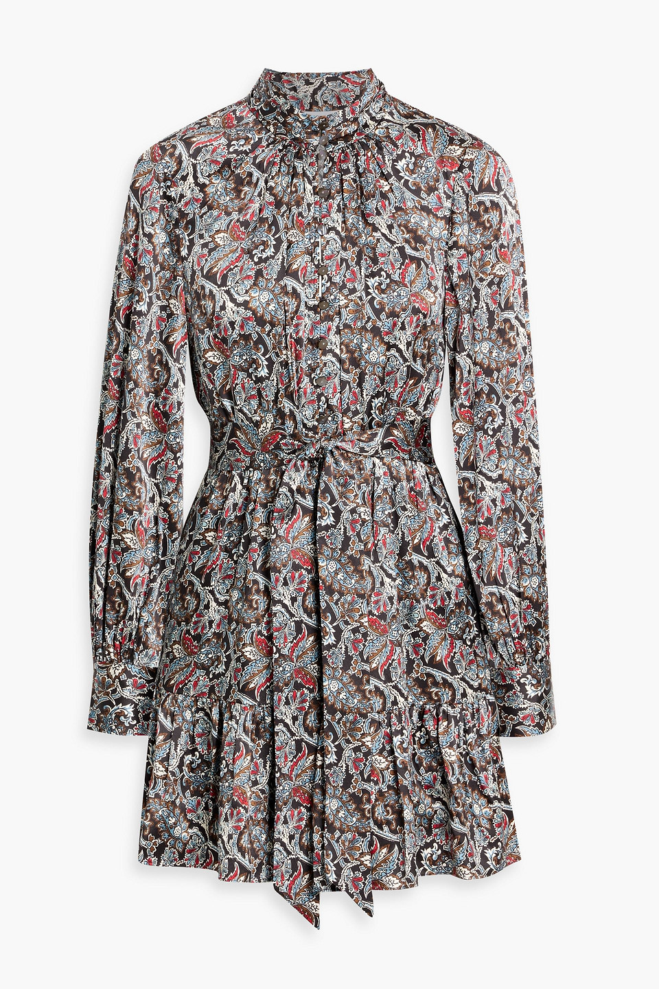 Veronica Beard Zoella Paisley-print Silk-blend Satin Mini Dress In Multi