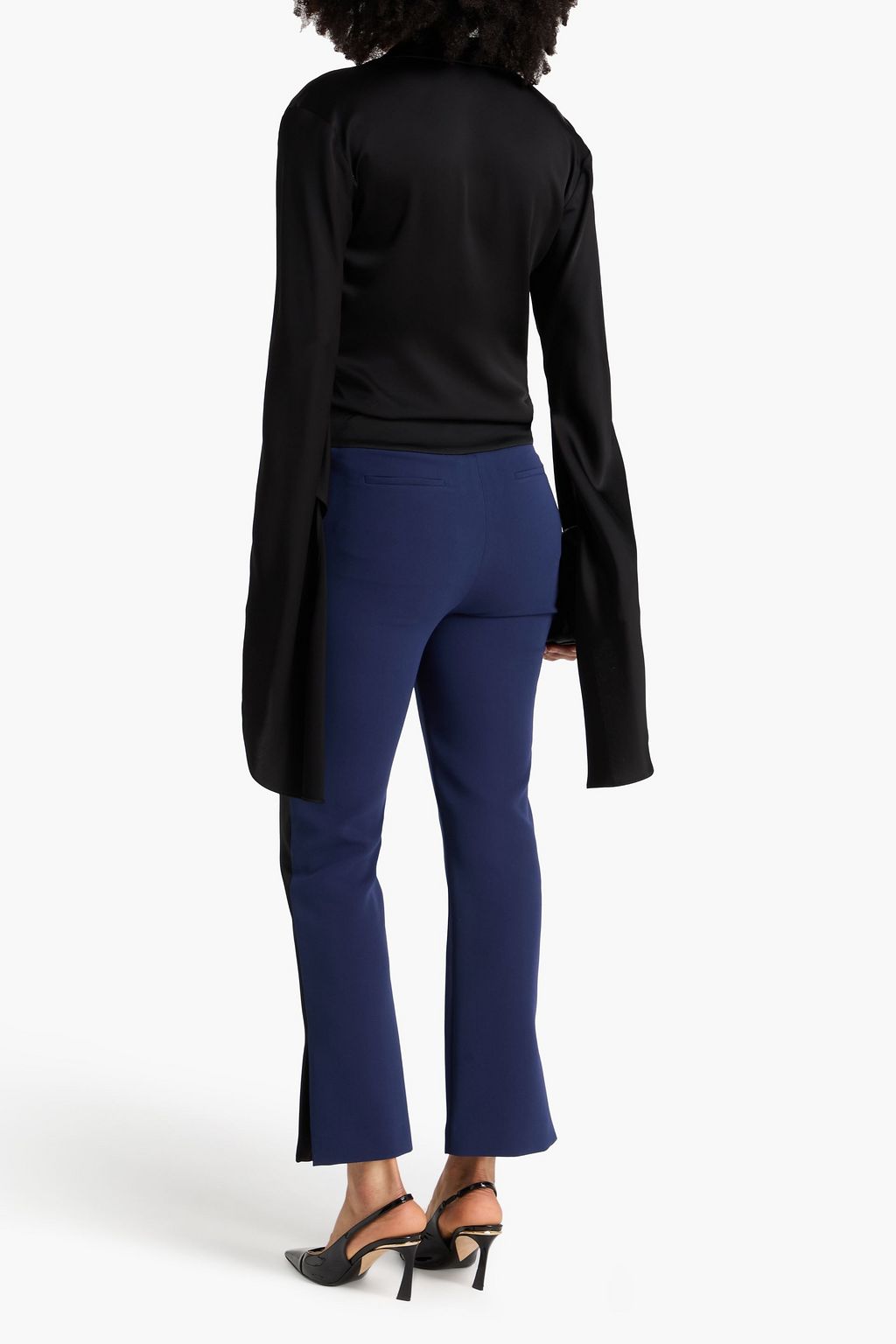 SIMKHAI サテンクレープ ラップ風トップス ドレープ入り