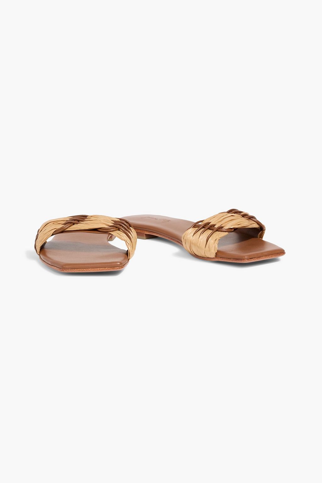 JOHANNA ORTIZ Hidden Messages leather and faux raffia slides | THE