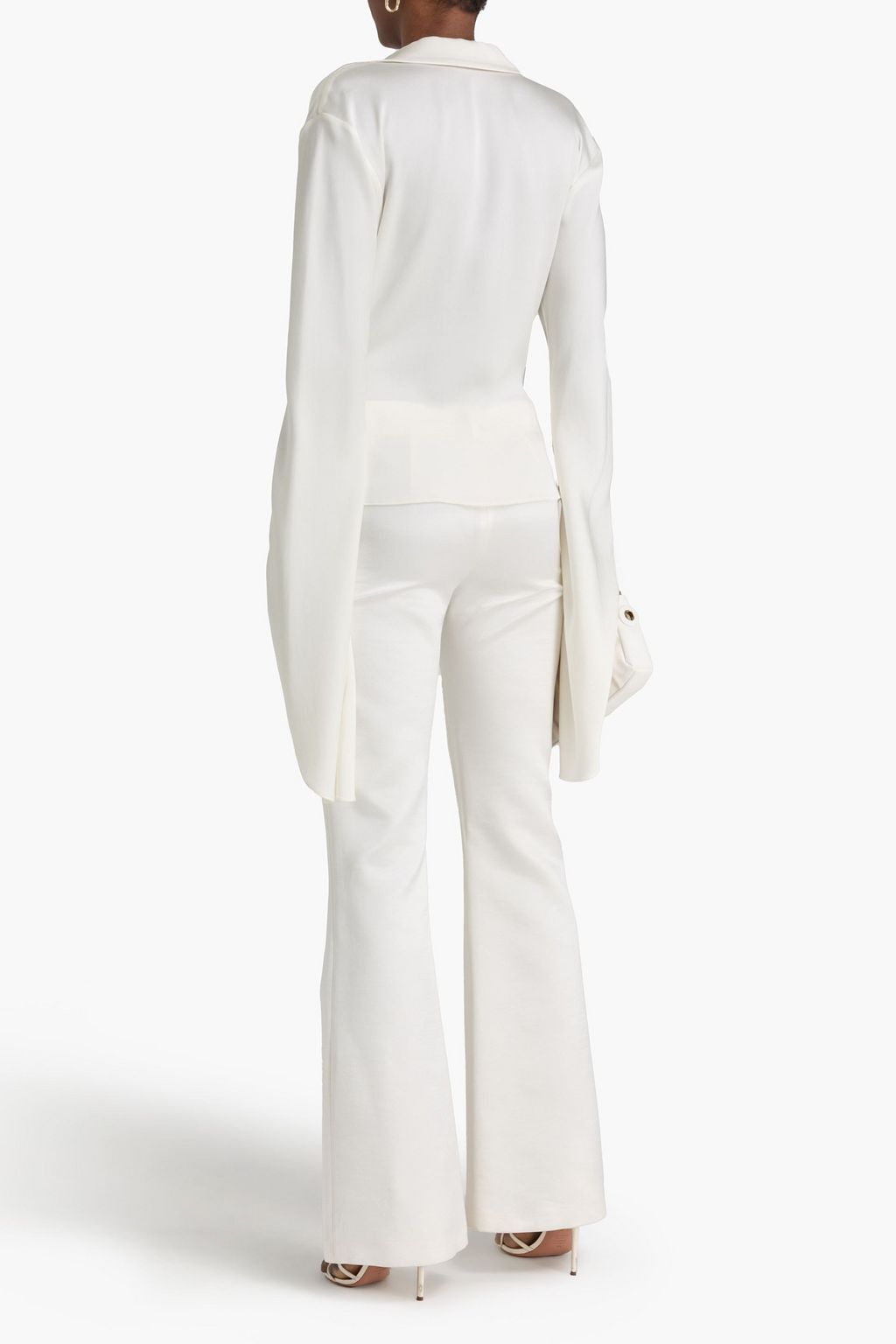 SIMKHAI サテンクレープ ラップ風トップス ドレープ入り