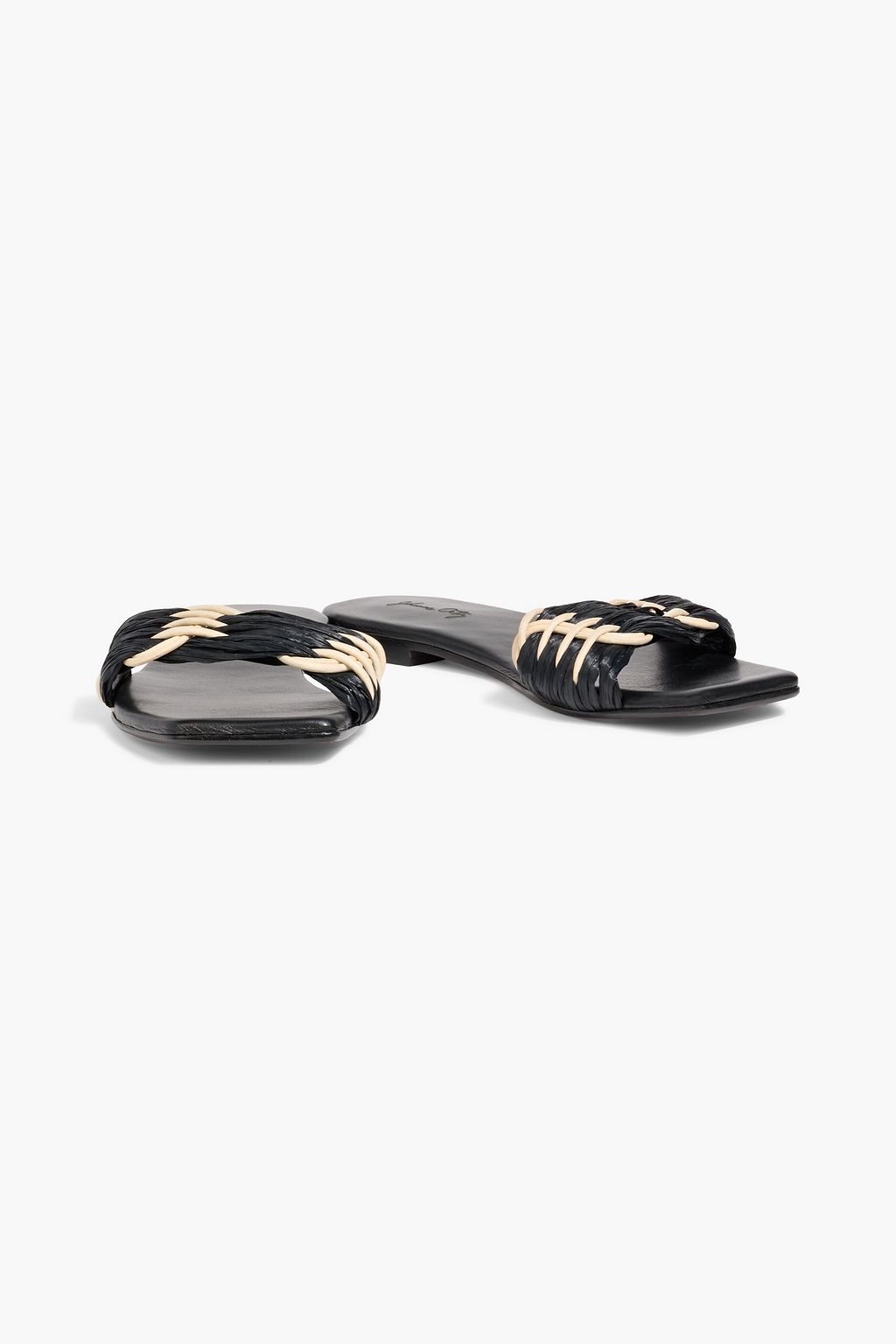 JOHANNA ORTIZ Hidden Messages leather and faux raffia slides | THE