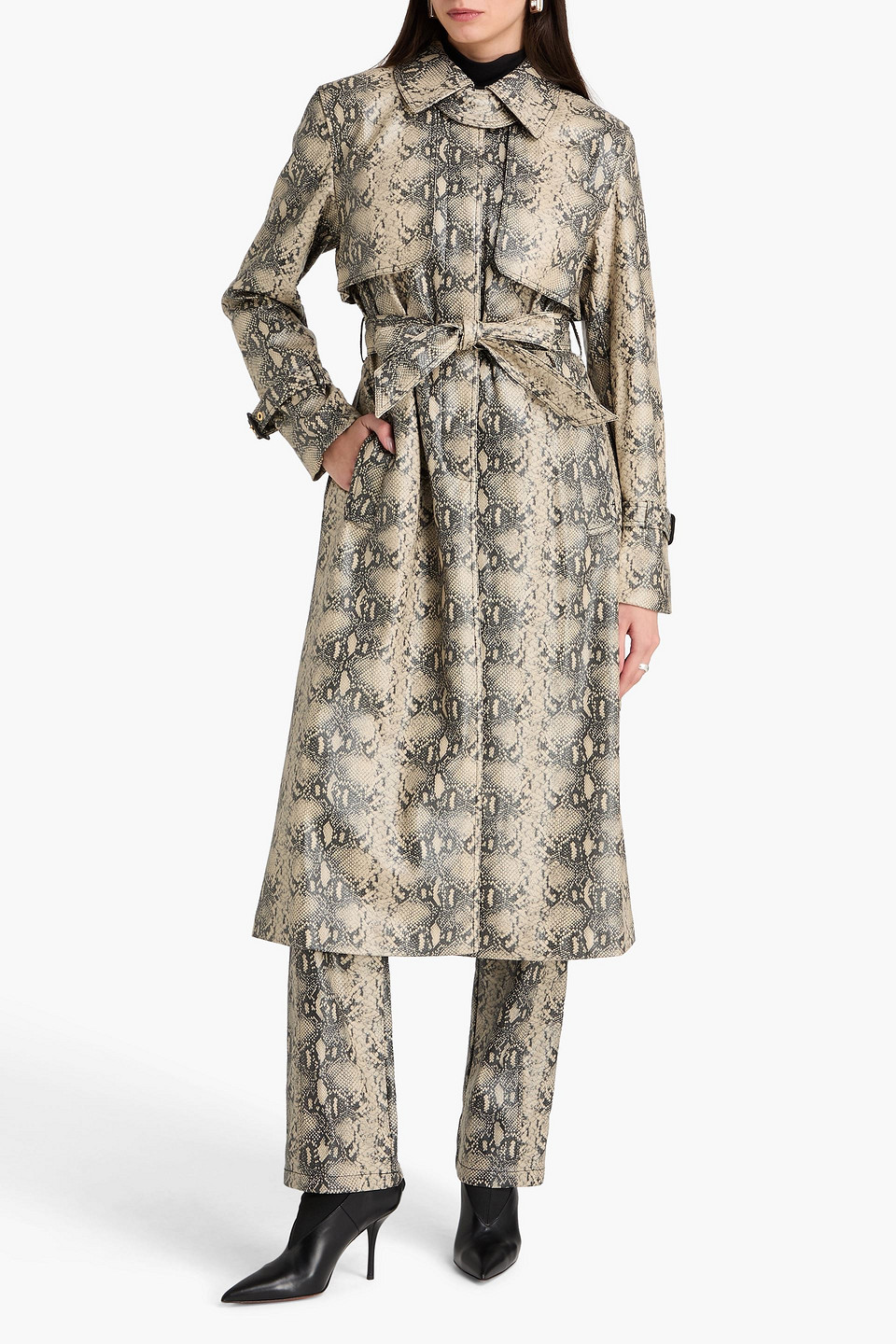  Simkhai - Snake-effect Trench Coat - Neutral - S 