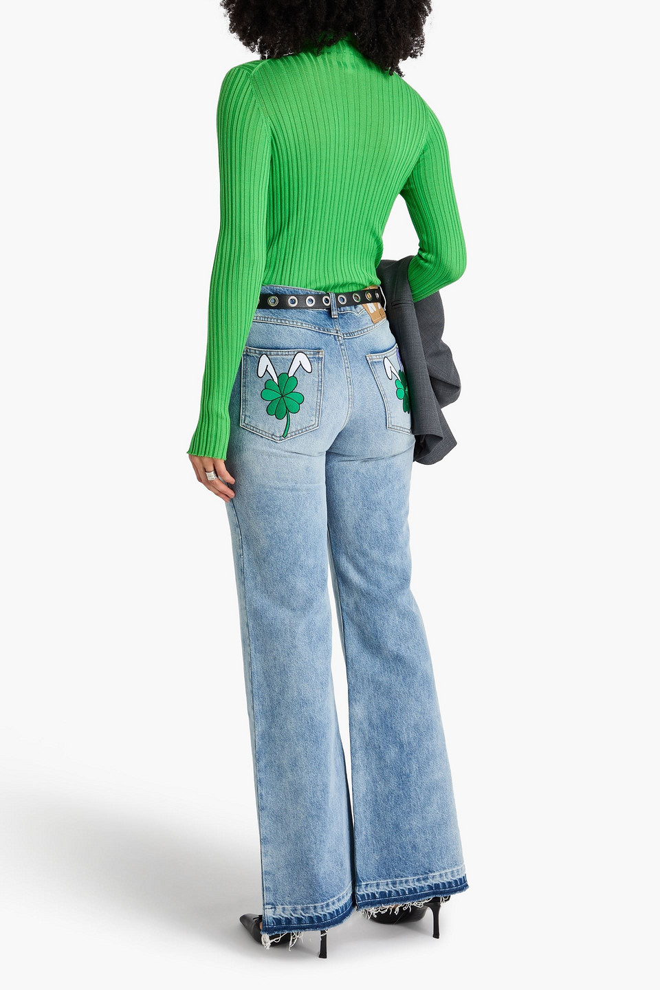  Natasha Zinko - Embroidered High-rise Flared Jeans - Blue - L 