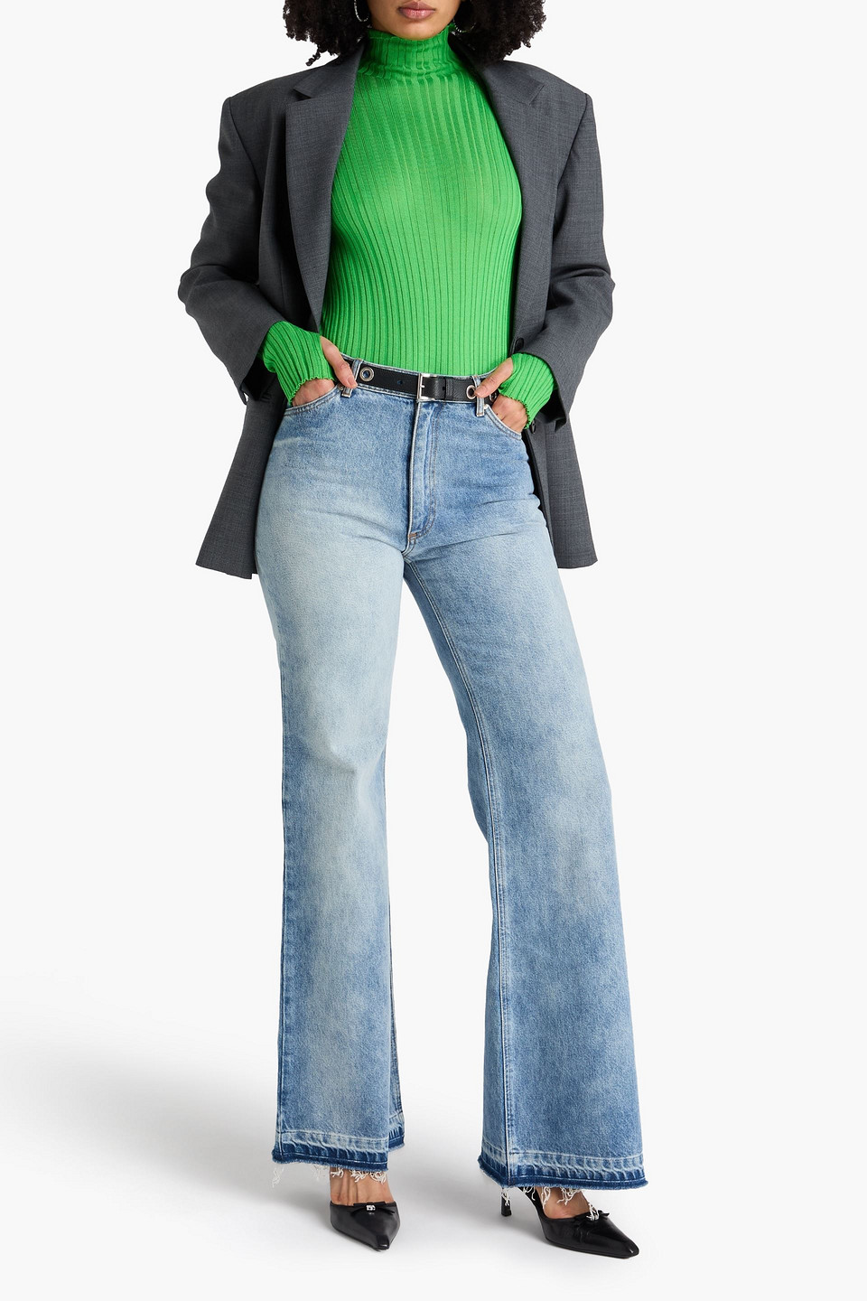  Natasha Zinko - Embroidered High-rise Flared Jeans - Blue - L 