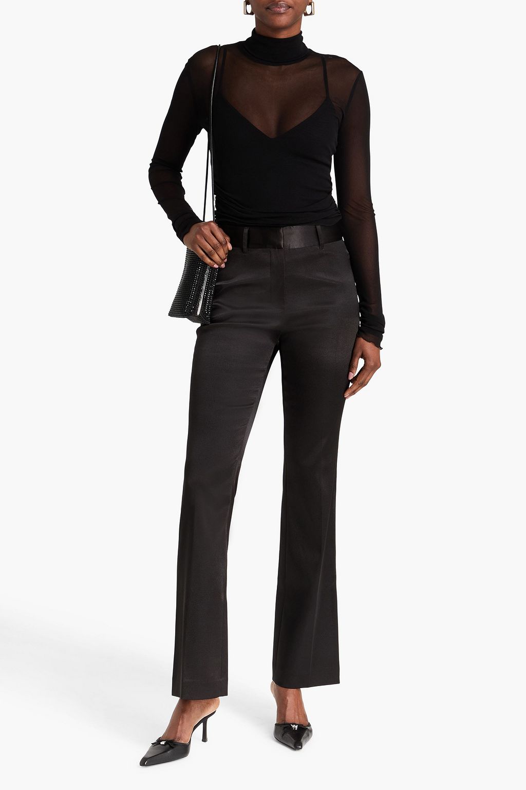 SIMKHAI Ruched jersey turtleneck bodysuit