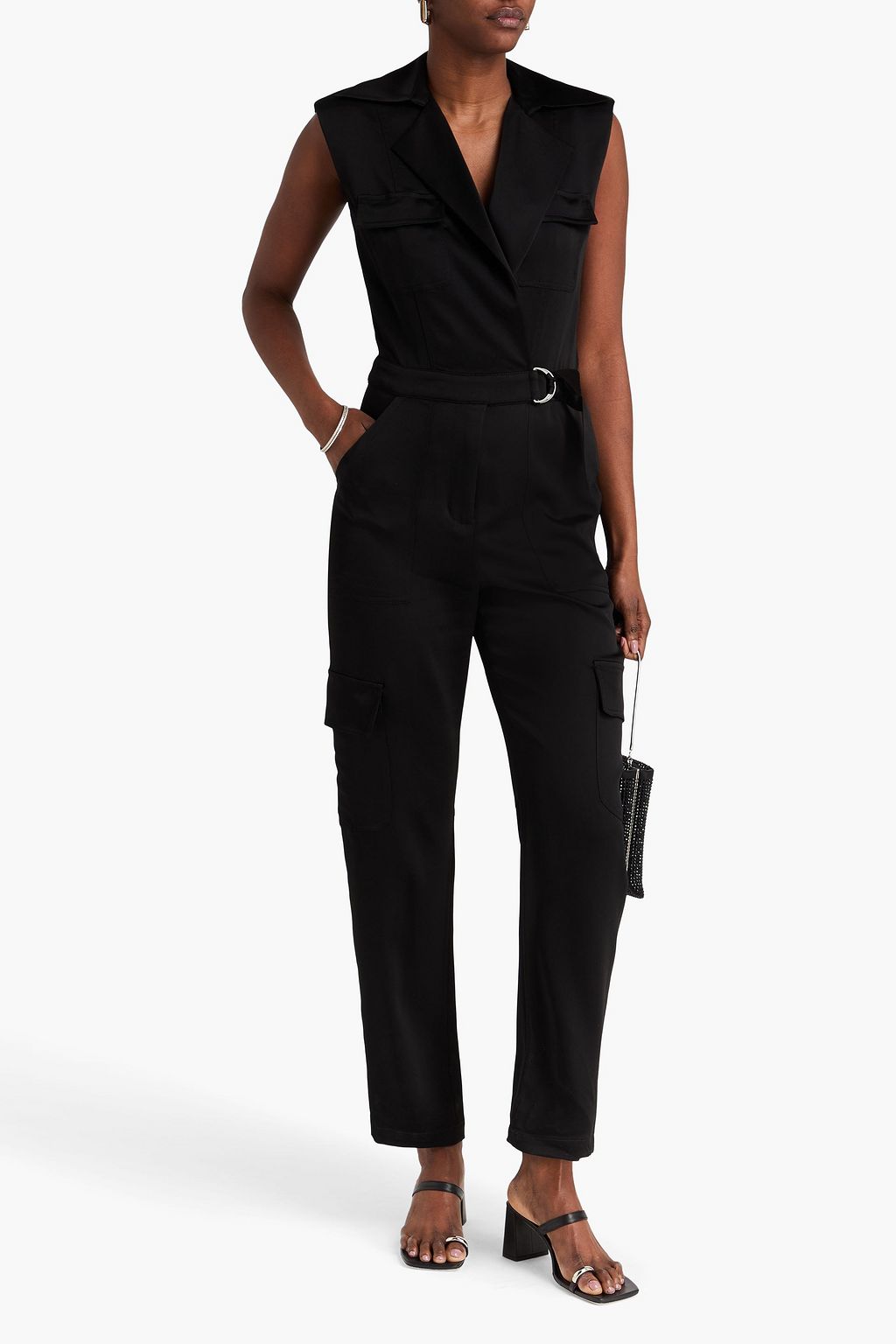 SIMKHAI 새틴 랩 점프수트