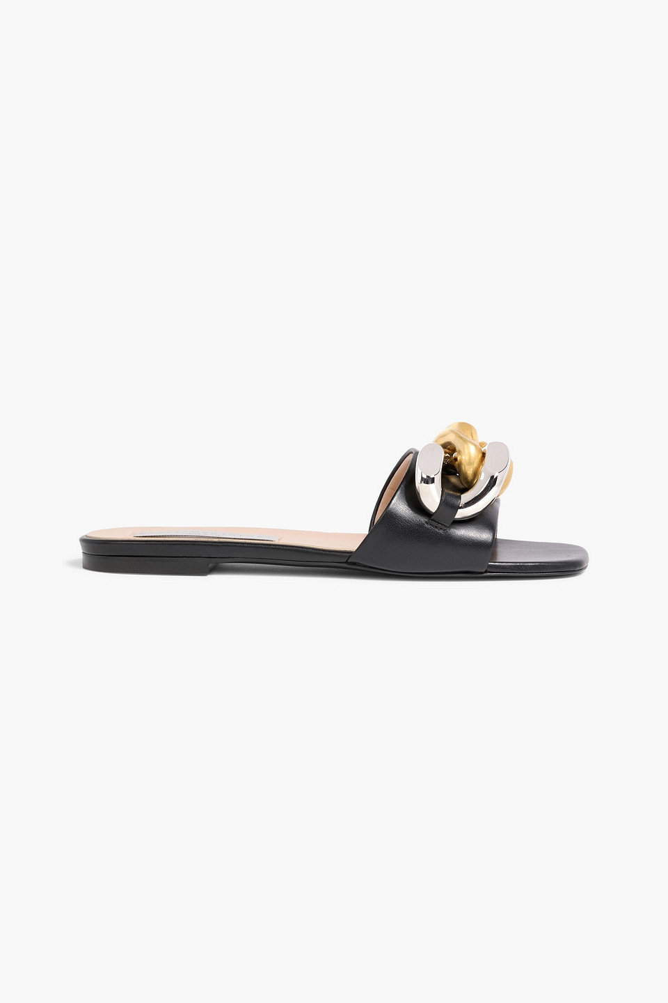 Stella Mccartney Falabella Chain-embellished Slides In Black