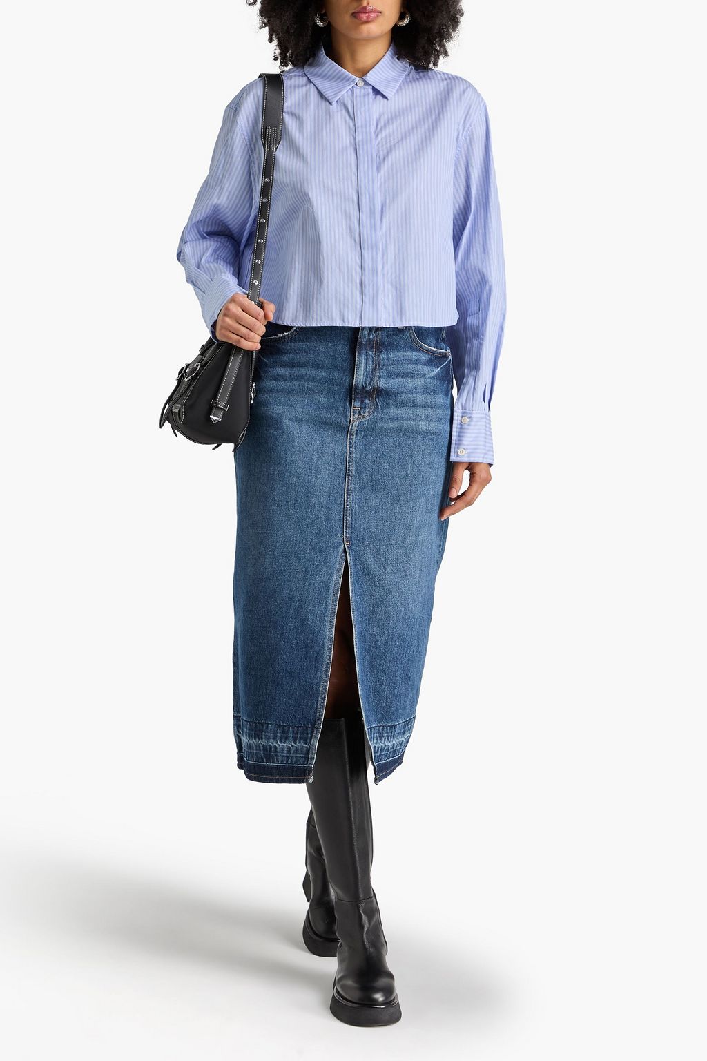 SIMKHAI Renata striped cotton Oxford shirt