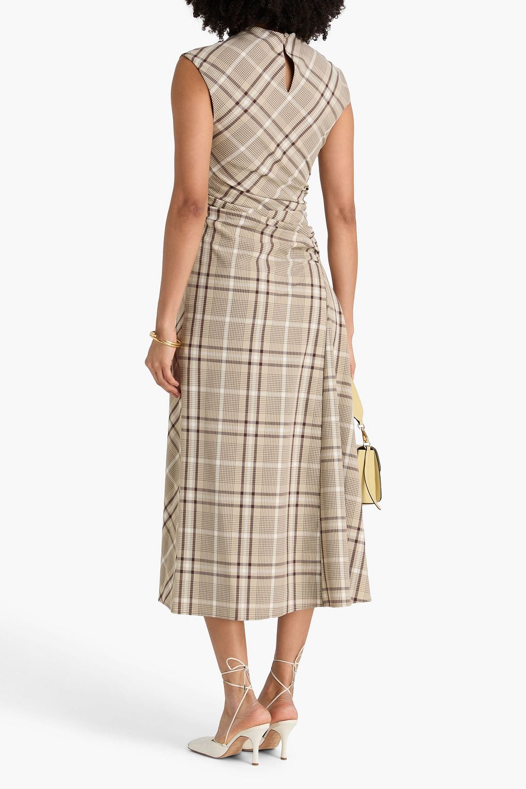 SIMKHAI Burke draped check crepe midi dress