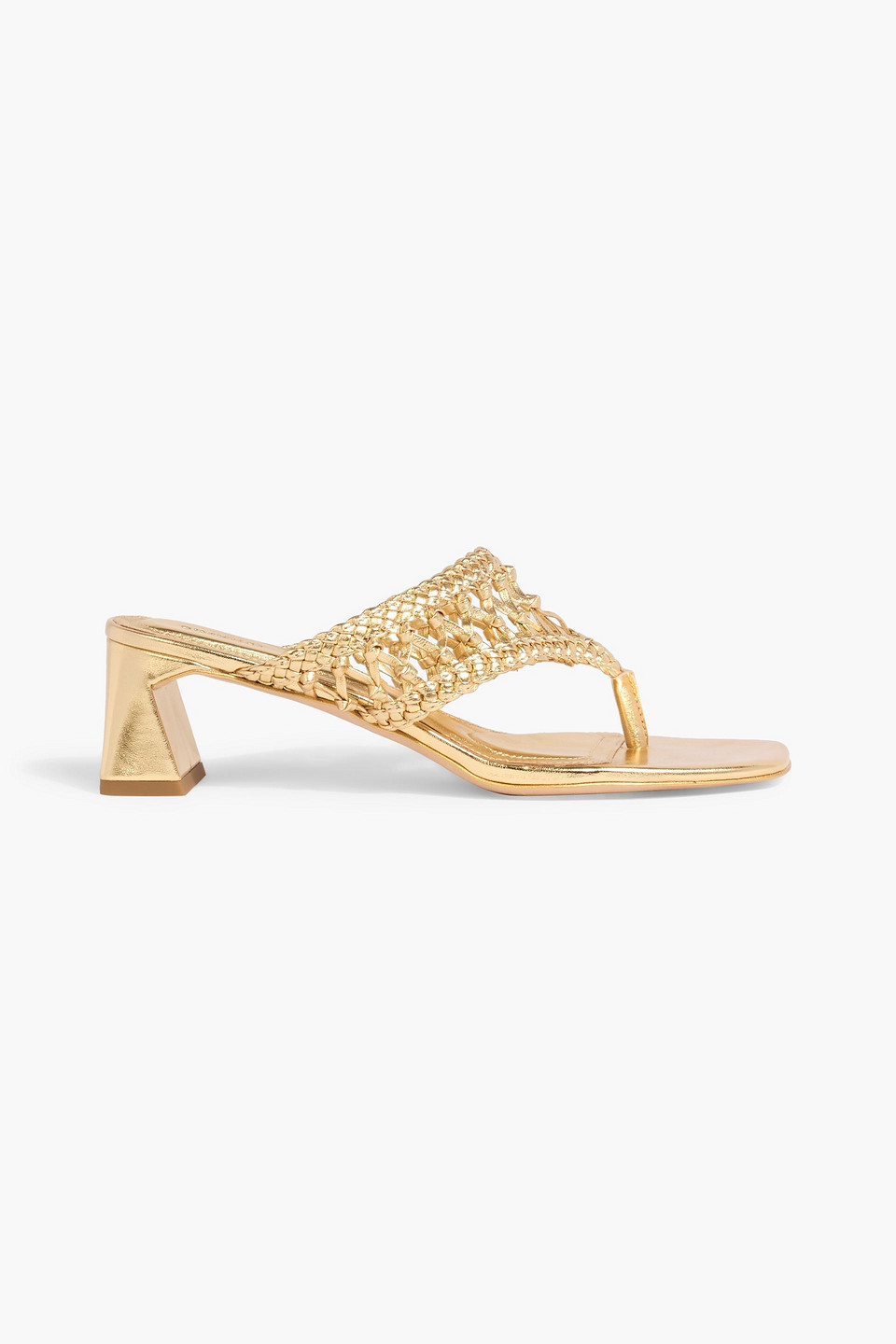 Simkhai Alia Metallic Woven Leather Sandals In Gold