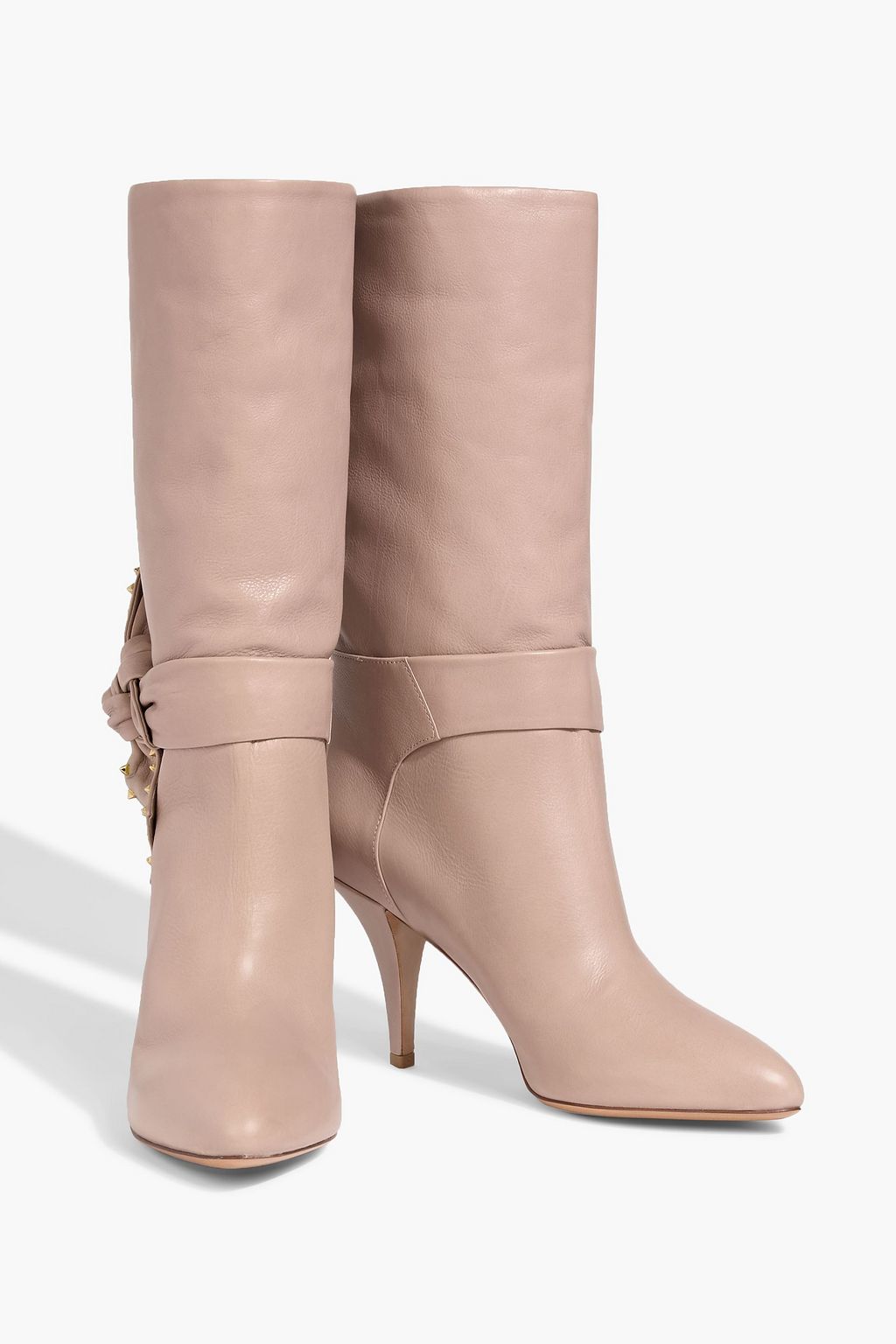 VALENTINO GARAVANI Rockstud bow-detailed leather boots