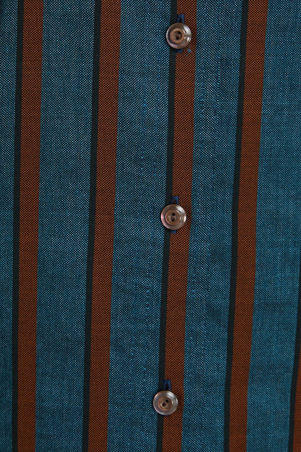 TORY BURCH Striped cotton-blend canvas midi shirt dress