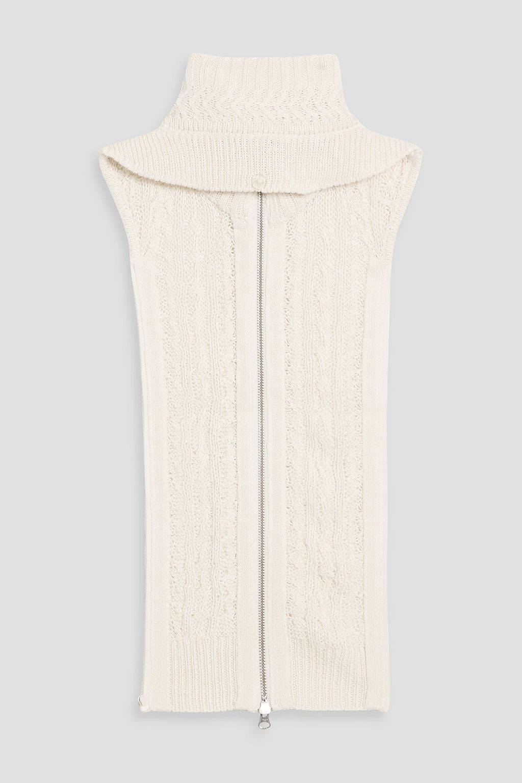 VERONICA BEARD Zander cable-knit linen and silk-blend dickey