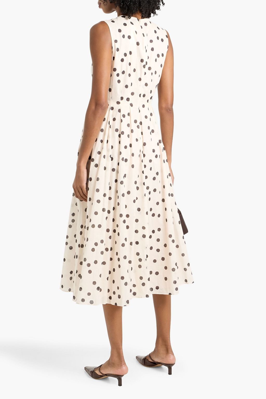 'S MAX MARA Carol pintucked polka-dot cotton-gauze midi dress