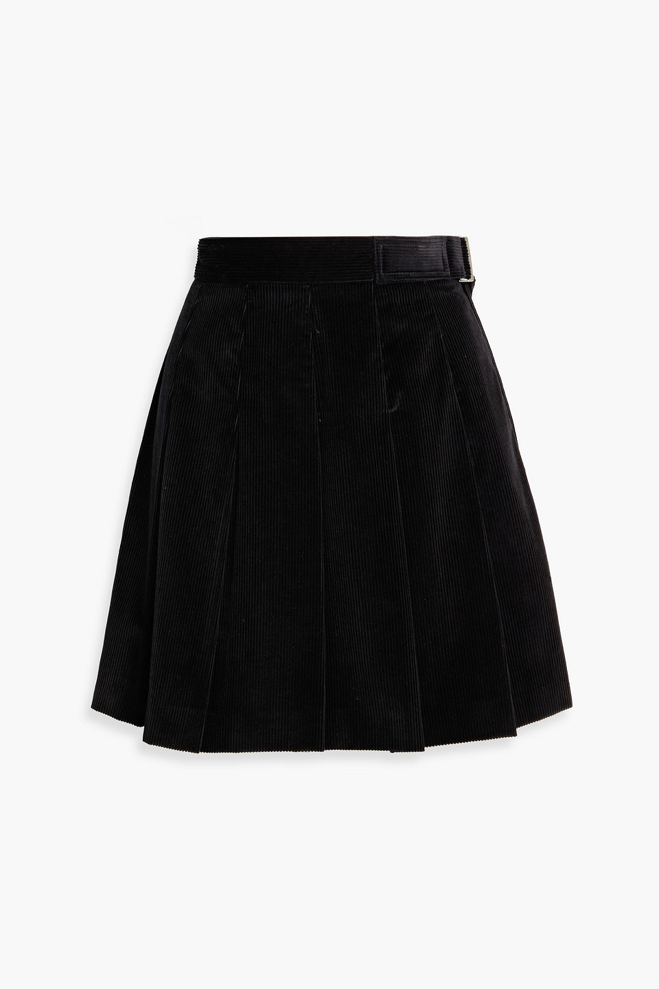 Weekend Max Mara Pleated Cotton-corduroy Mini Skirt In Black