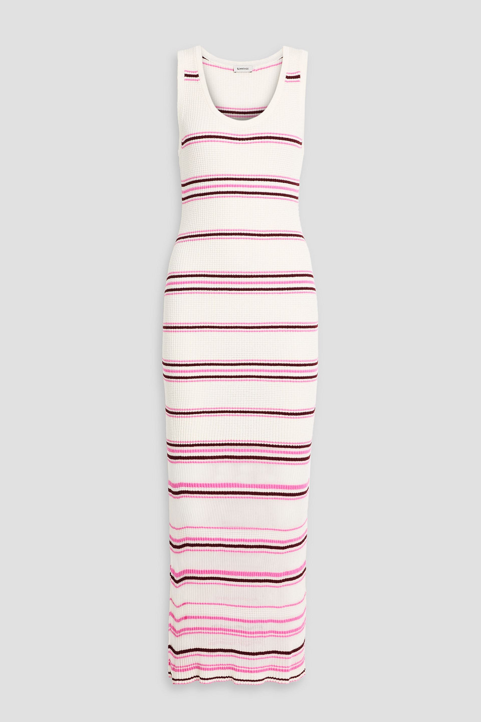 simkhai - mariana striped waffle-knit maxi dress - white - m
