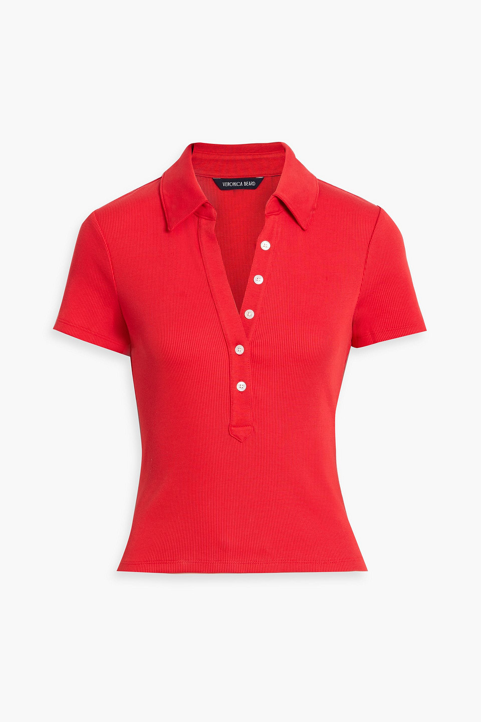 Veronica Beard Kearney Ribbed Pima Cotton-blend Polo Shirt In Red