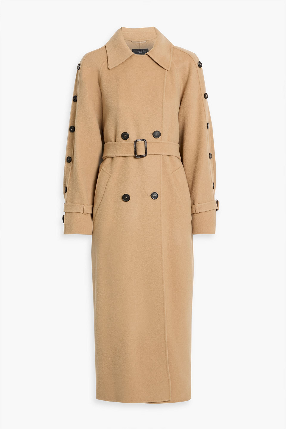 Weekend Max Mara Natale Double-breasted Button-detailed Wool-felt Coat In Brown