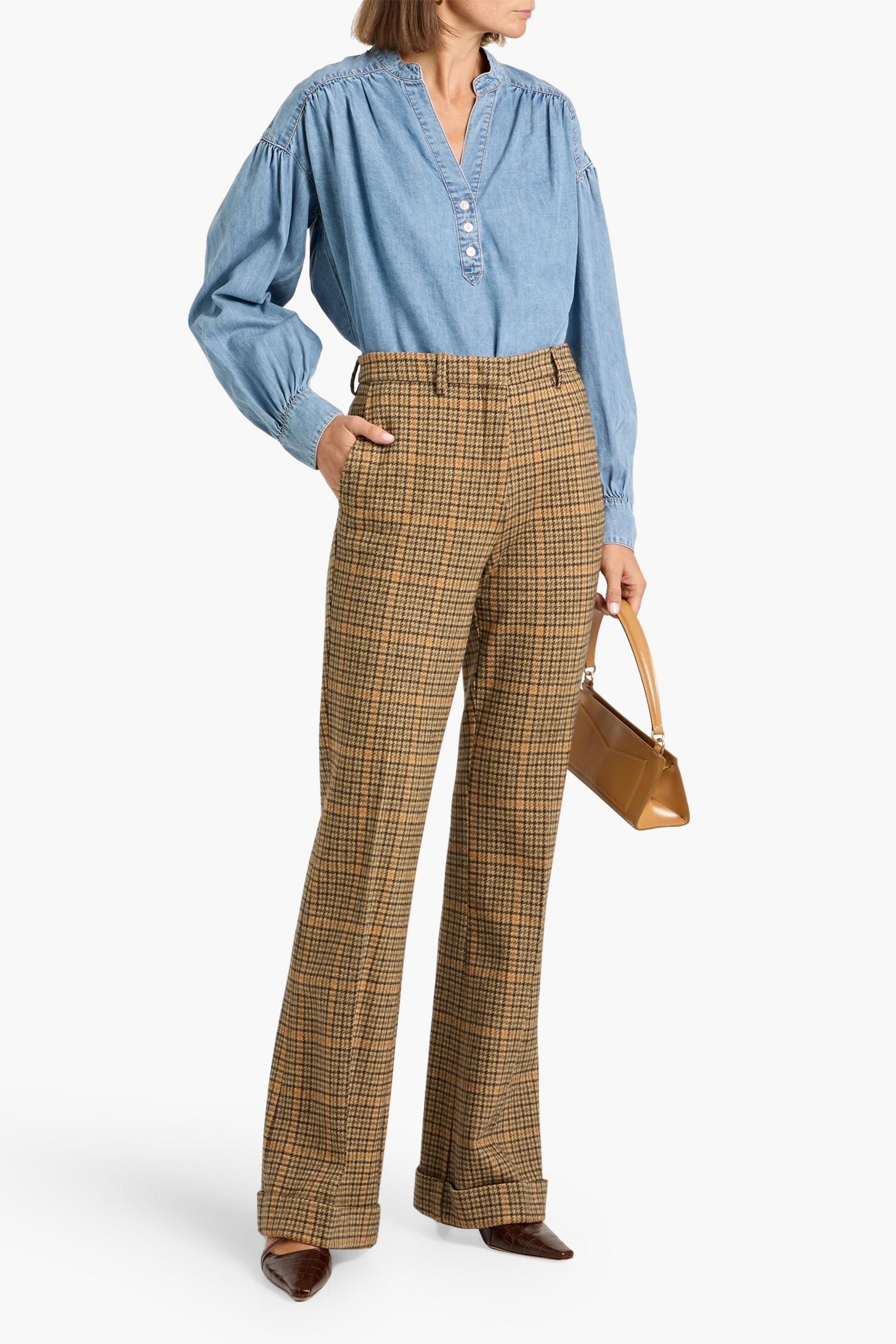 Veronica Beard Kylie gathered cotton and Lyocell-blend top