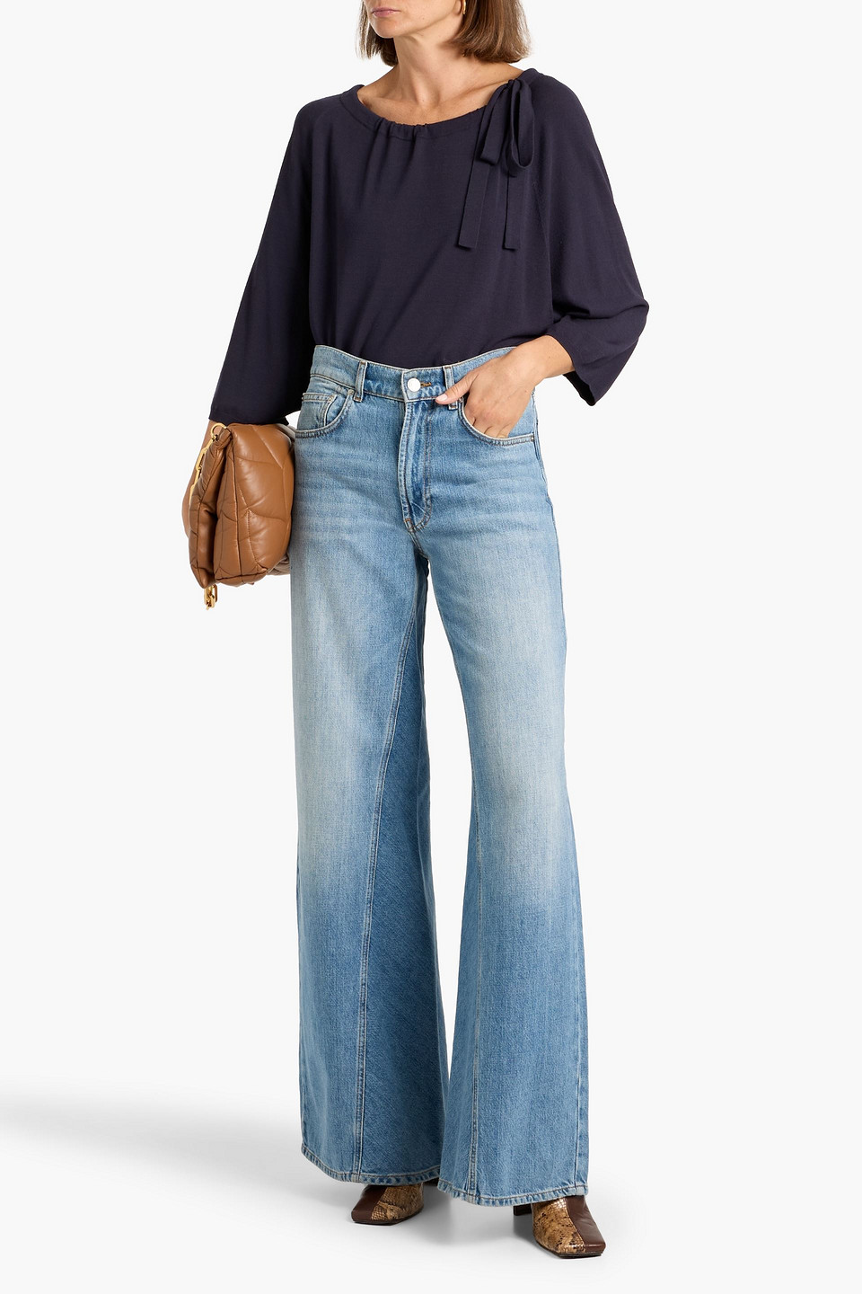 Weekend Max Mara Umano Tie-detailed Knitted Sweater In Blue