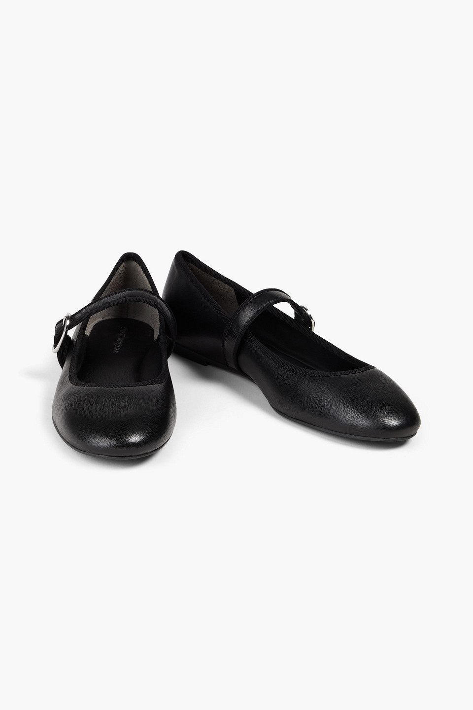Stuart Weitzman Alice Leather Mary Jane Flats In Black
