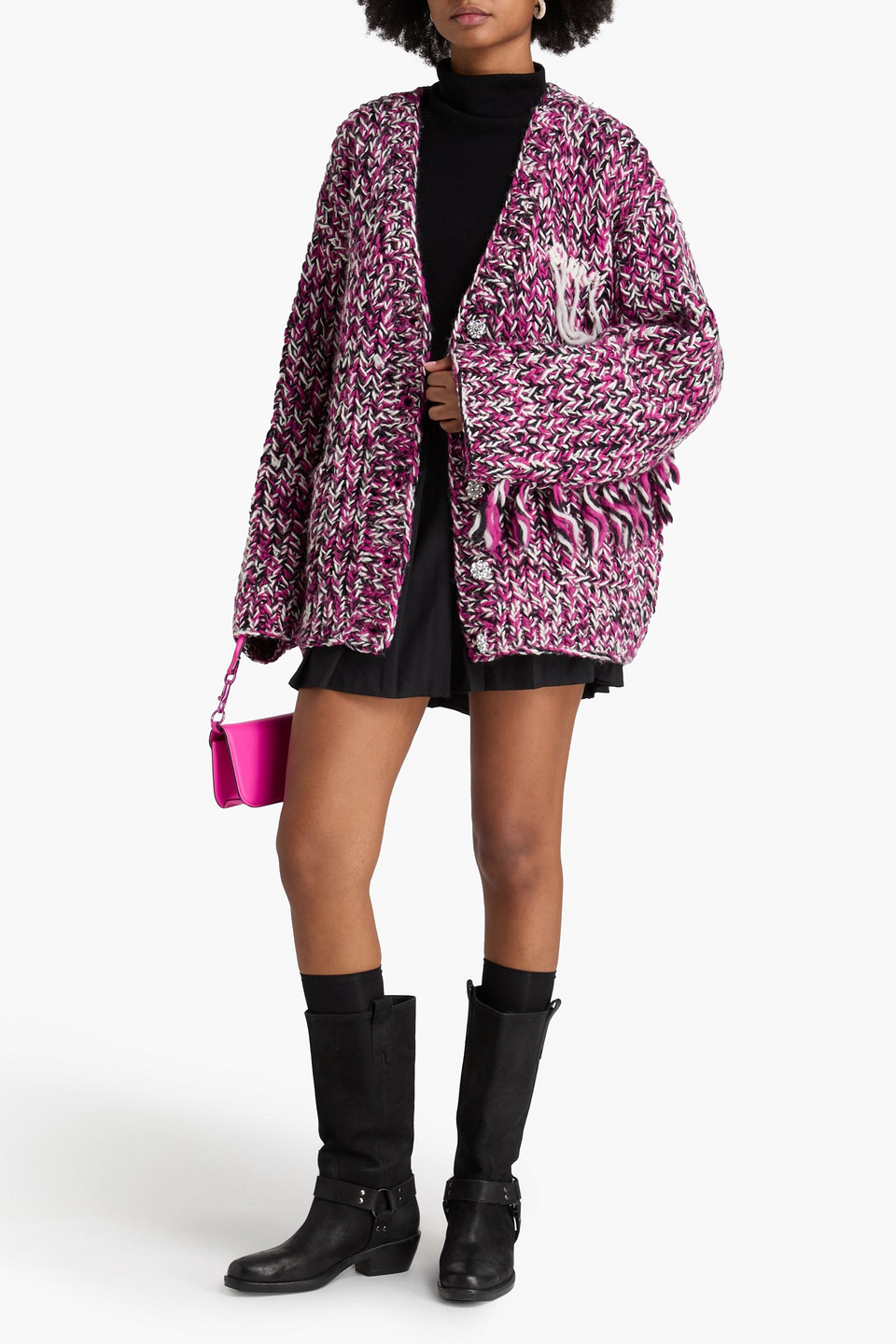  Ganni - Cable-knit Wool Cardigan - Pink - Xxs/xs 