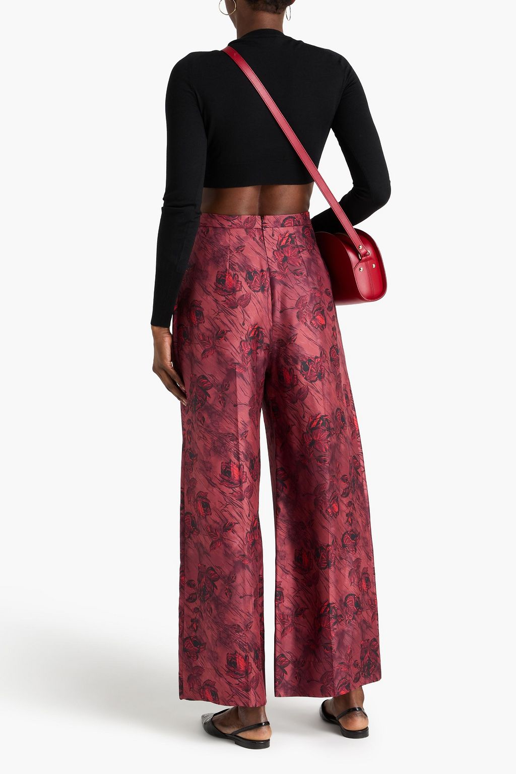 EMILIA WICKSTEAD Printed silk-twill wide-leg pants