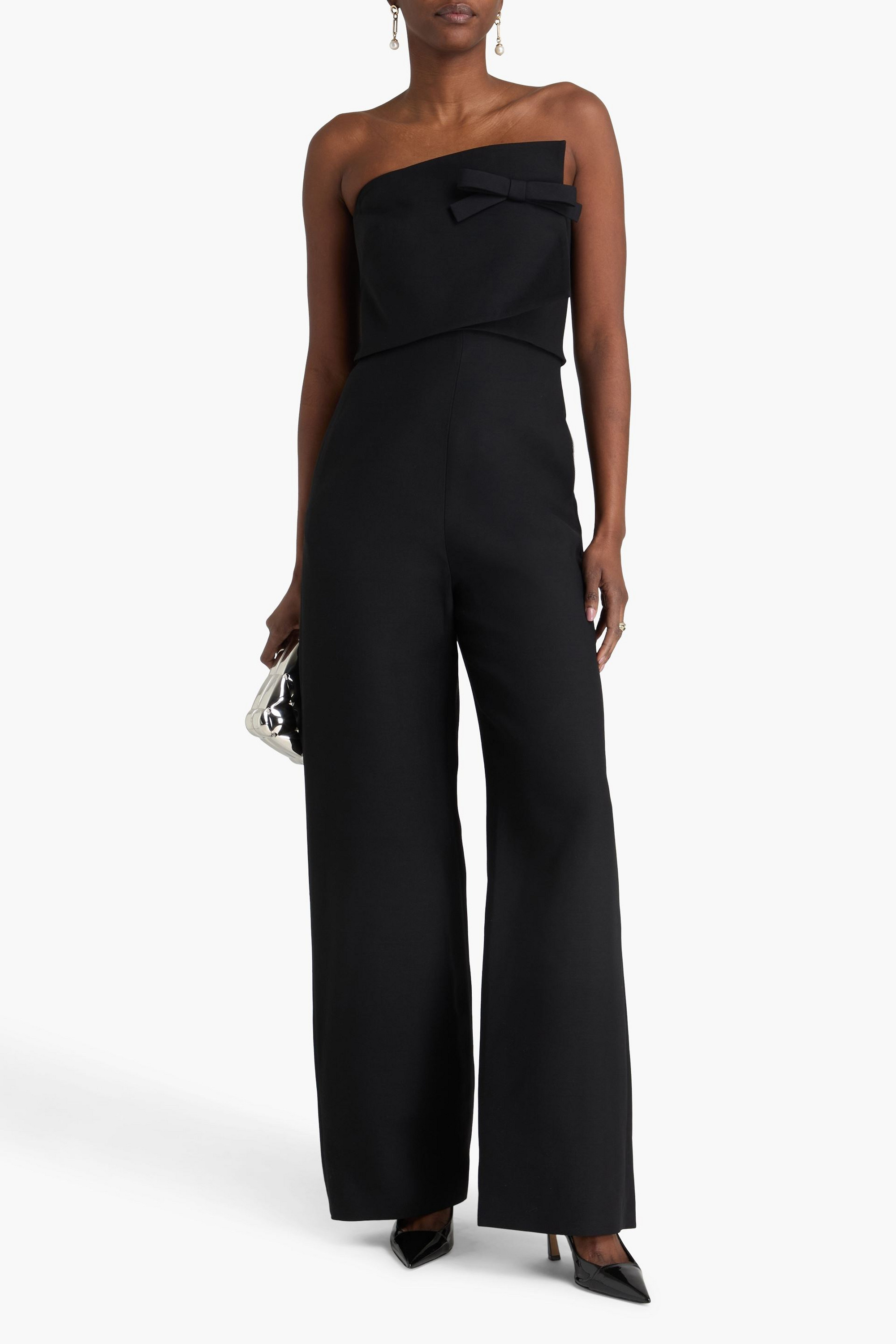 Valentino Garavani Strapless wool and silk-blend crepe wide-leg jumpsuit
