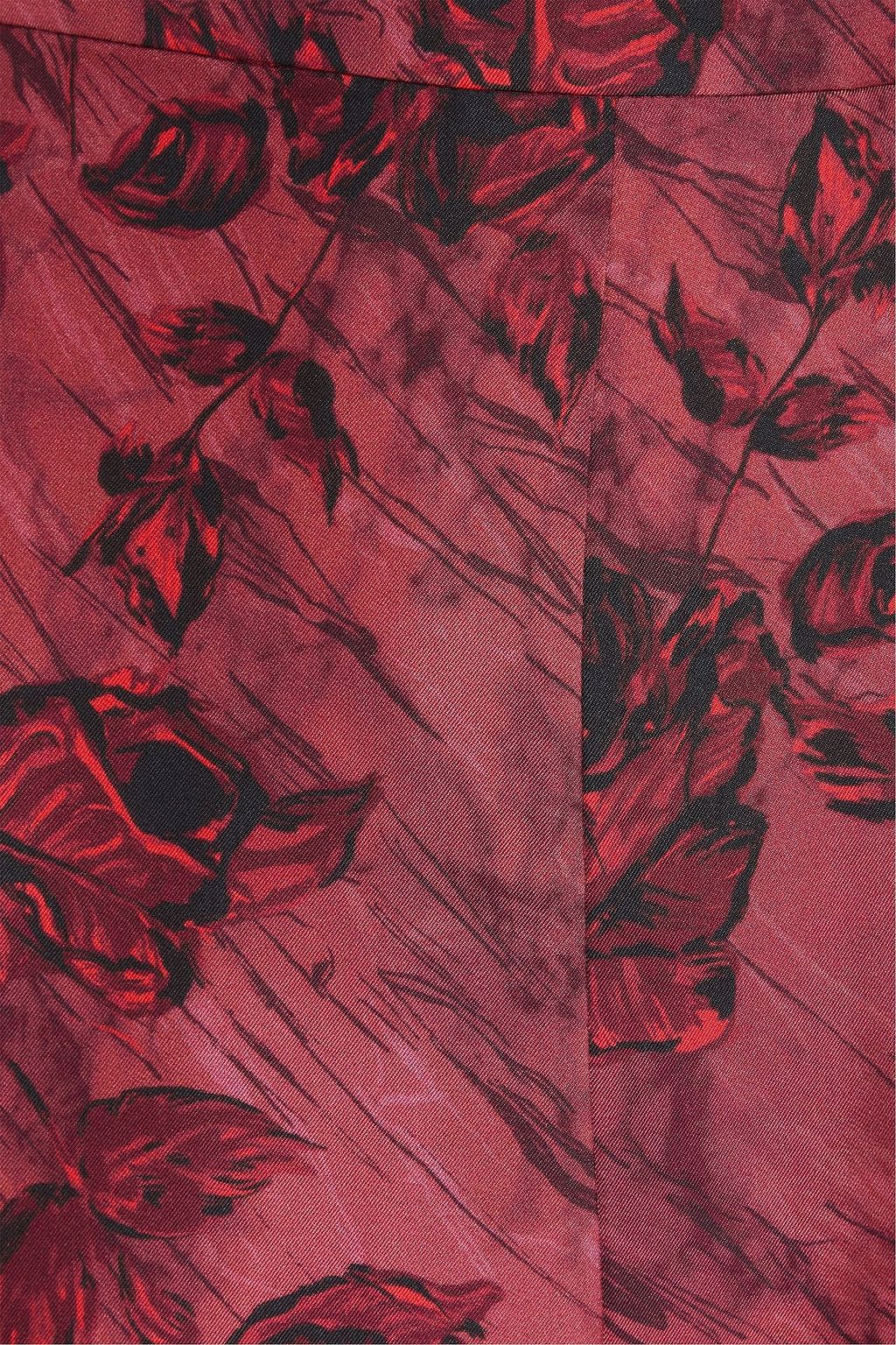 EMILIA WICKSTEAD تنورة متوسطة الطول "كينسي" من حرير تويل مزينة بطبعات