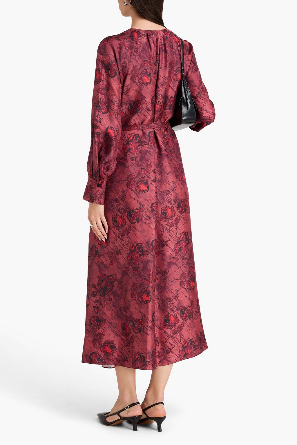 EMILIA WICKSTEAD Belted printed silk-twill midi dress