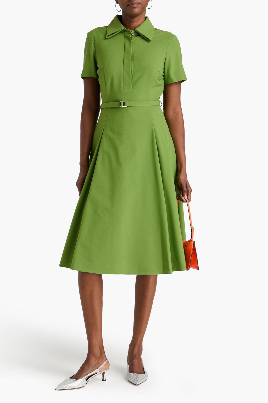 EMILIA WICKSTEAD Belted crepe midi shirt dress | THE OUTNET