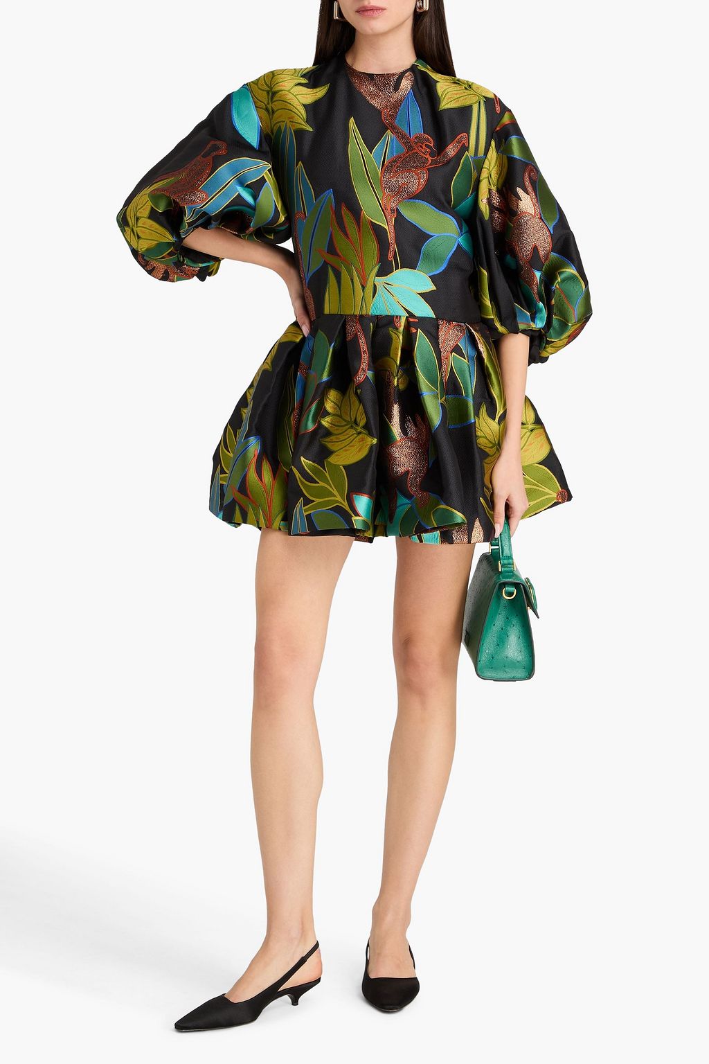 jacquard pleated mini dress Andrea Iyamah Venti Jacquard Dress | Floral | Size L