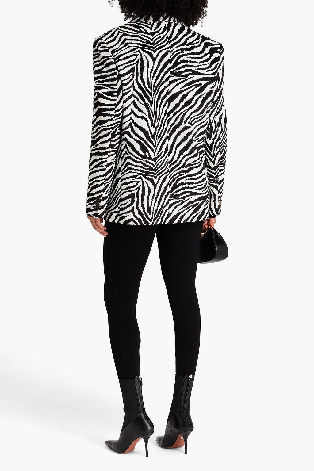 ALESSANDRA RICH بليزر من القطن بطبعة جلد الحمار الوحشي