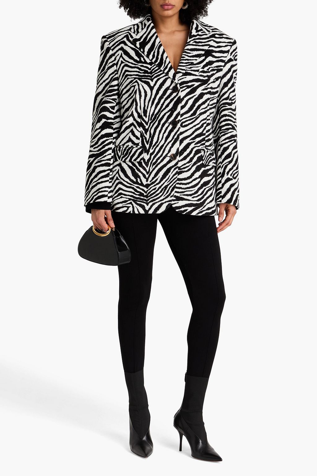 ALESSANDRA RICH بليزر من القطن بطبعة جلد الحمار الوحشي