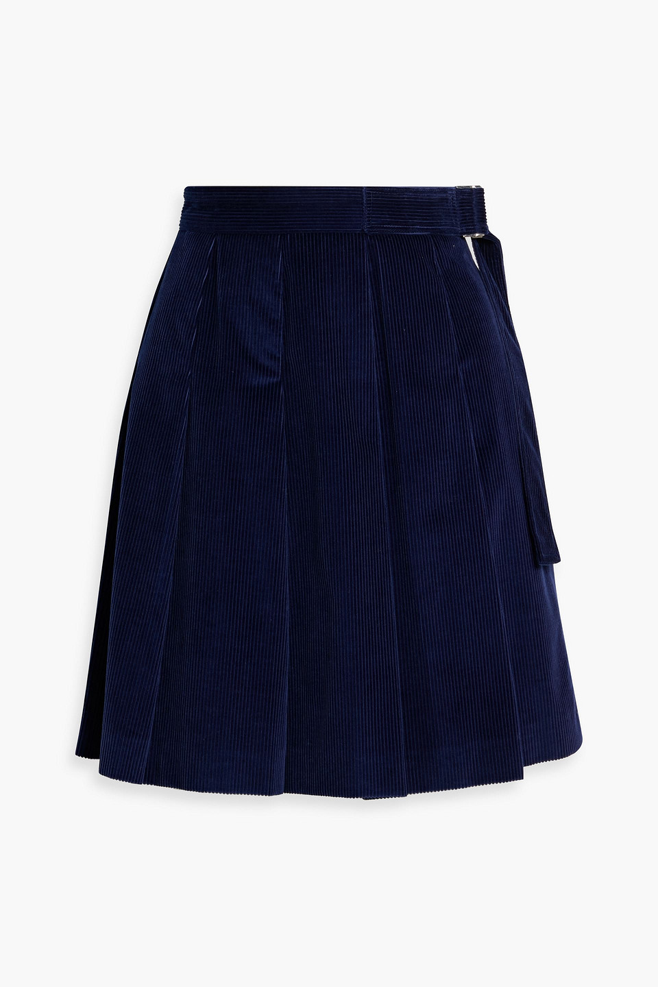 Weekend Max Mara Zucca Pleated Cotton-corduroy Mini Skirt In Blue