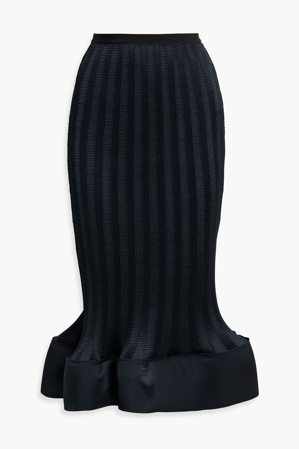 Simkhai Hollis Shirred Satin Midi Skirt In Black