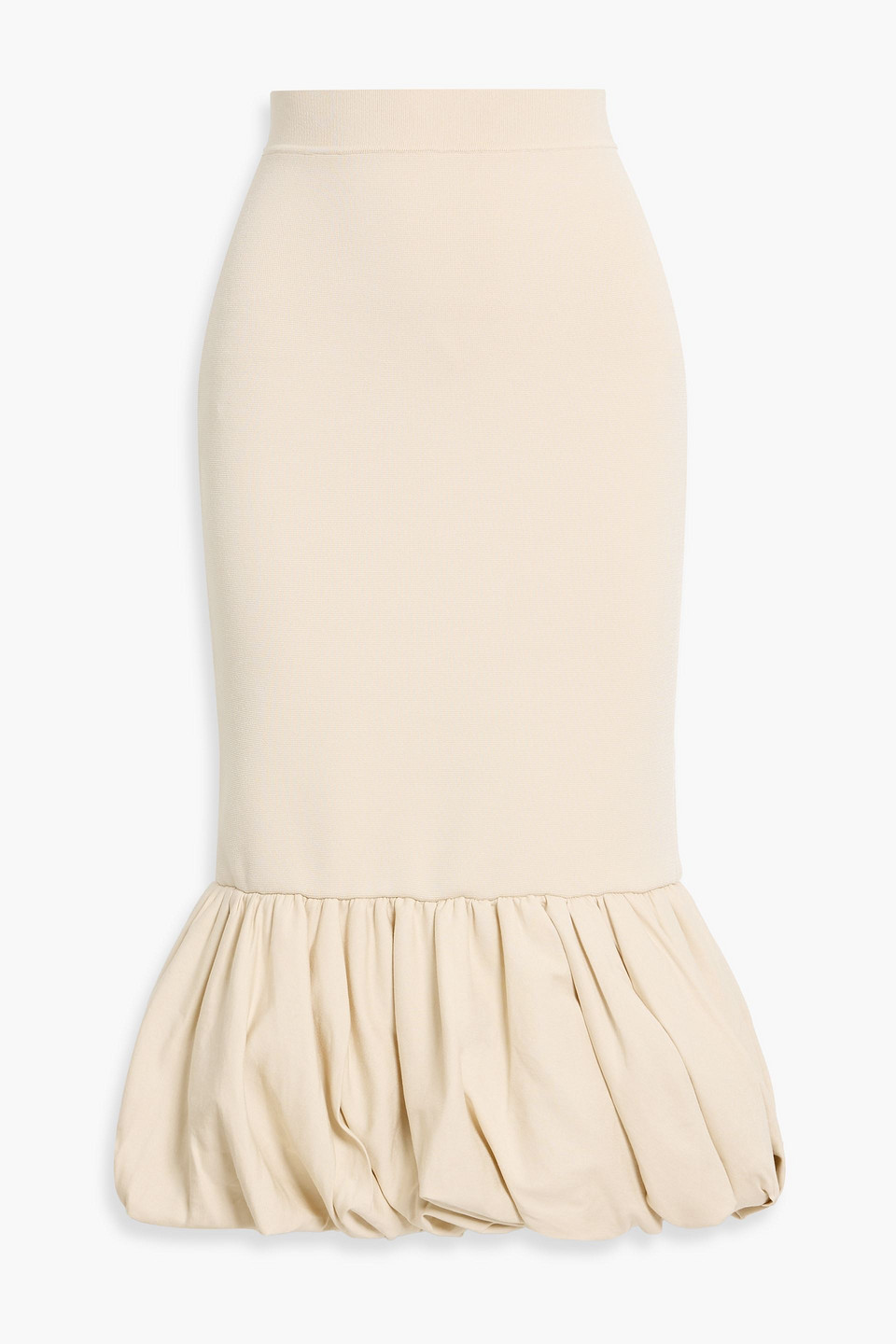 Simkhai Camille Stretch-knit And Linen-blend Midi Skirt In Sand