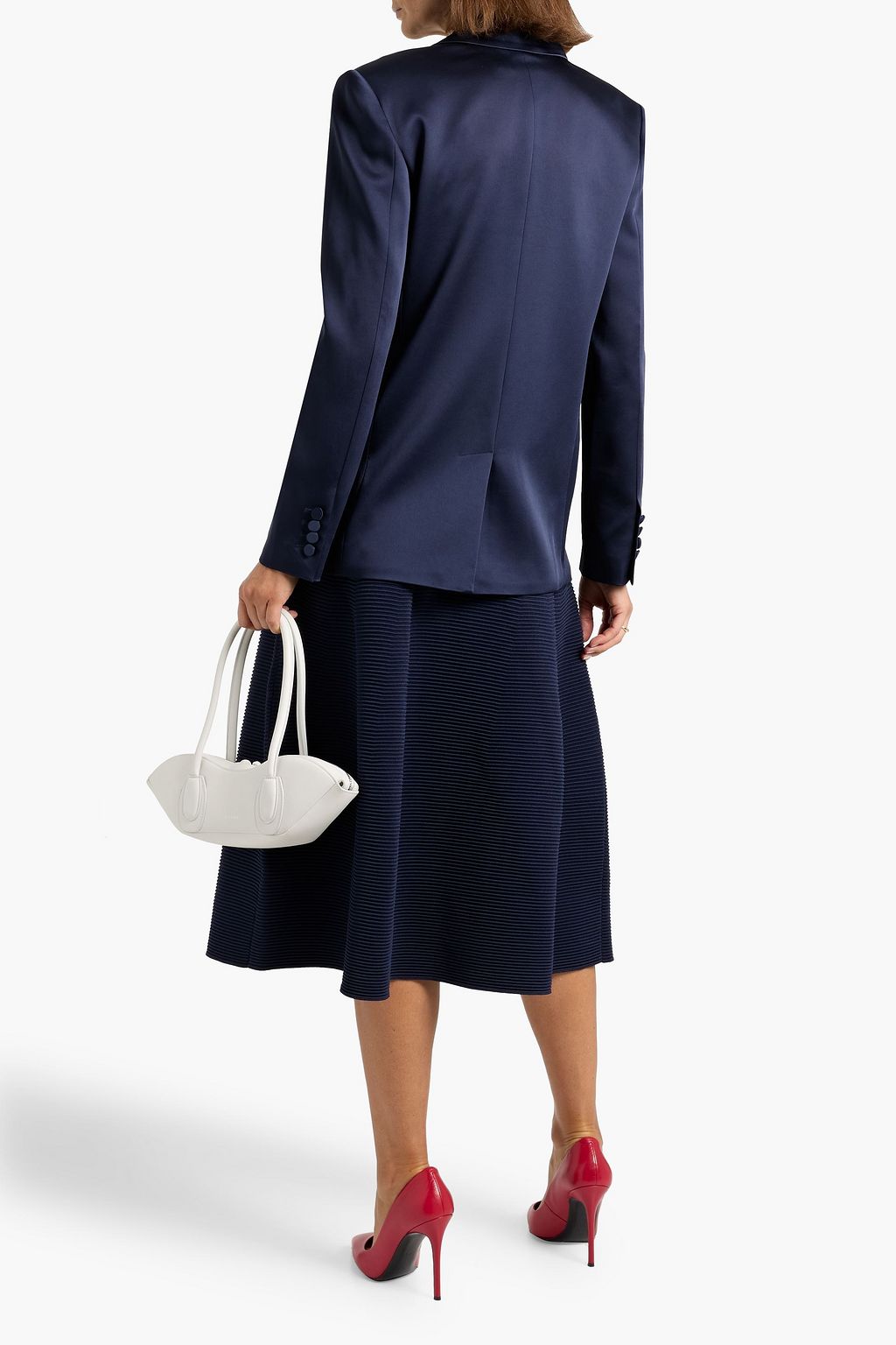 SIMKHAI Norah double-breasted satin blazer