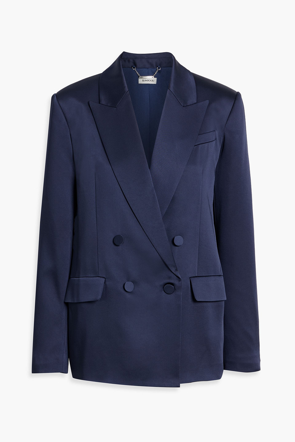 Simkhai Doppelreihiger Blazer „norah“ Aus Satin In Blue
