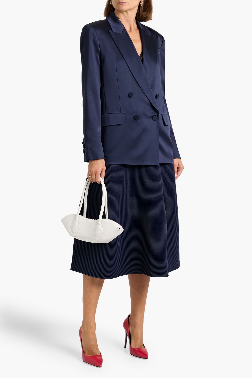 SIMKHAI Norah double-breasted satin blazer