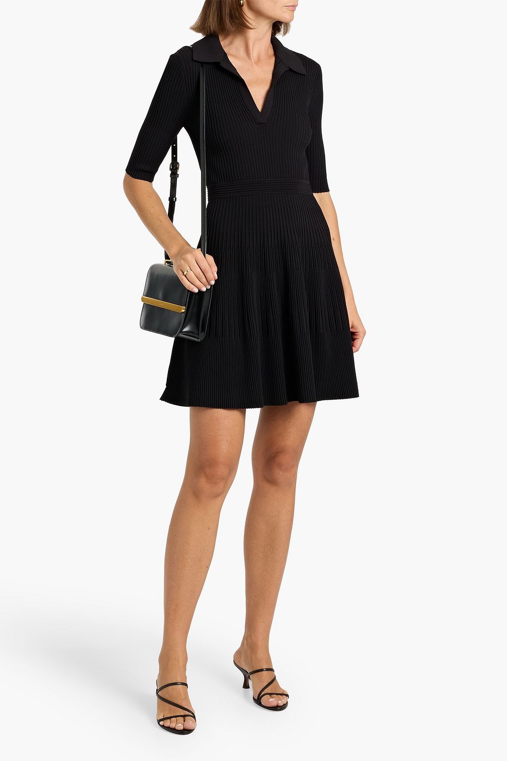SIMKHAI Patricia ribbed-knit mini shirt dress