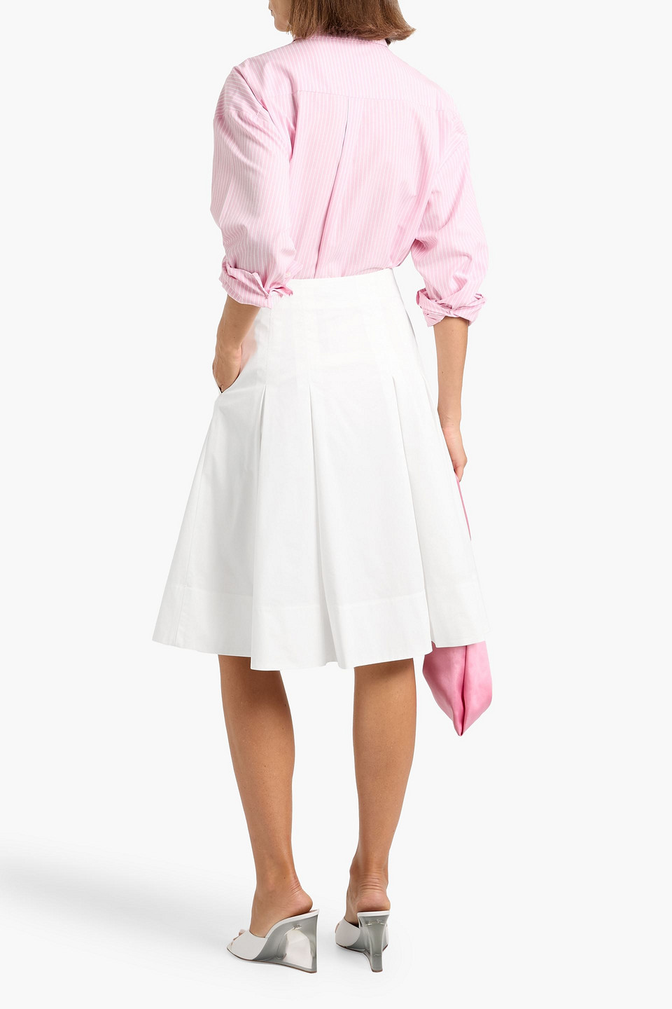 Simkhai Samantha Pleated Cotton-blend Poplin Skirt In White