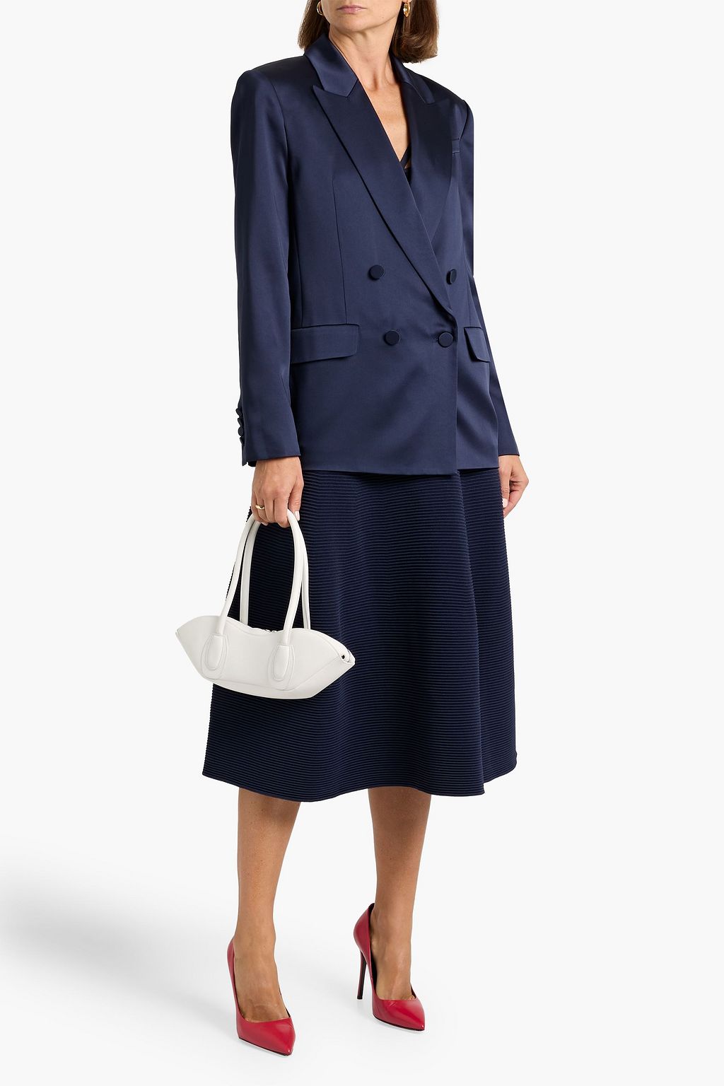 SIMKHAI Jennifer ribbed-knit midi skirt