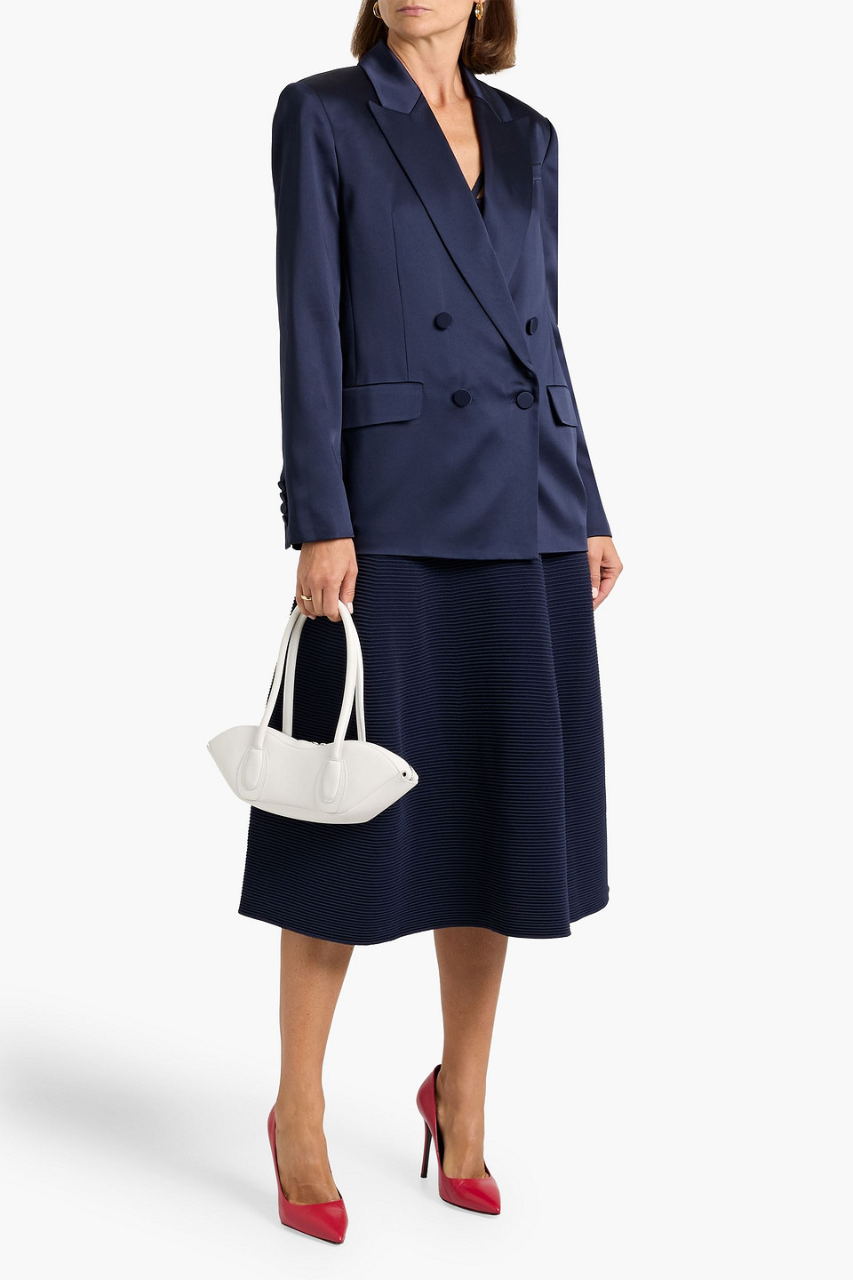 Simkhai Jennifer Ribbed-knit Midi Skirt In Blue