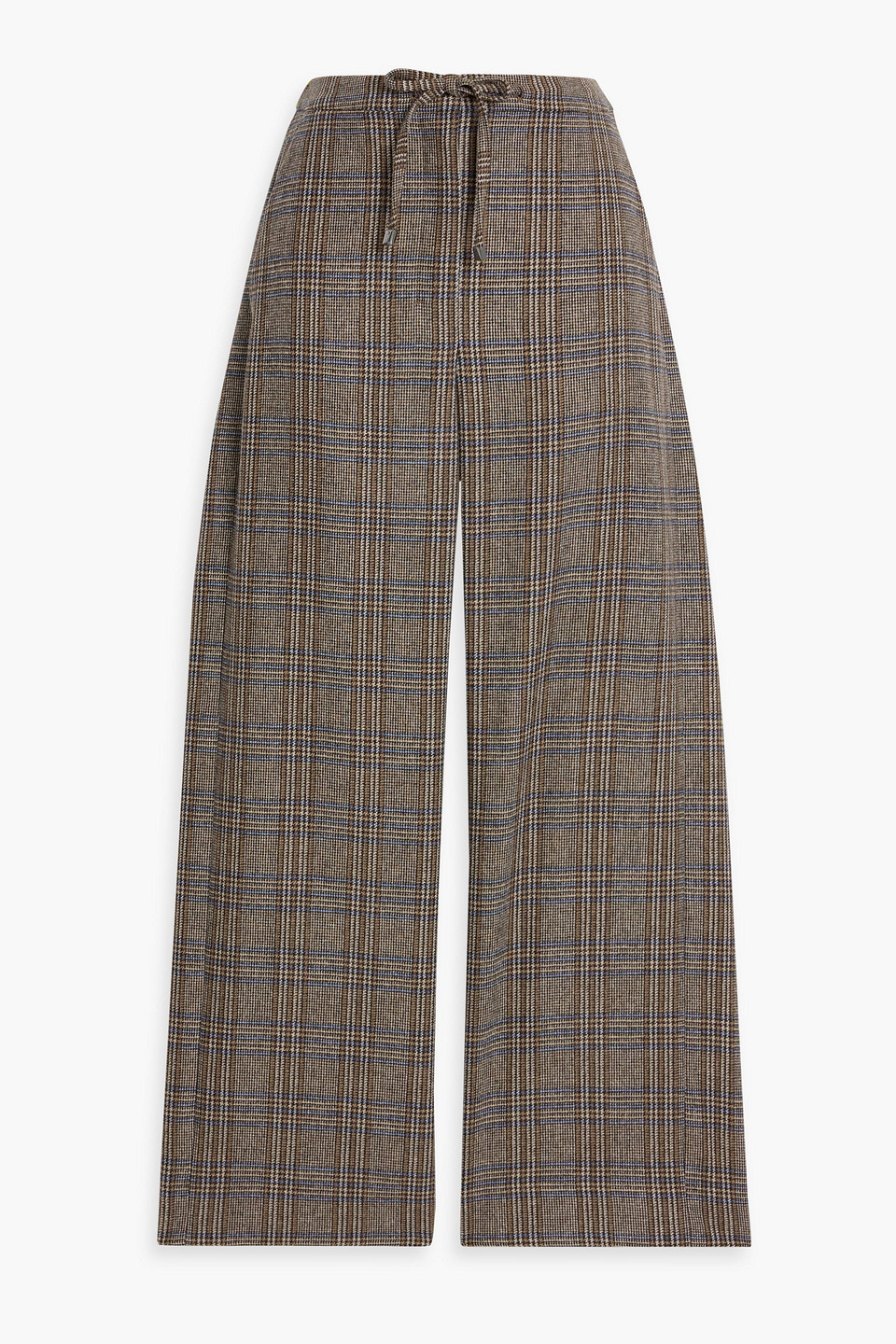 Max Mara Letizia Cropped Prince Of Wales Checked Wool And Cashmere-blend Wide-leg Pants In Brown