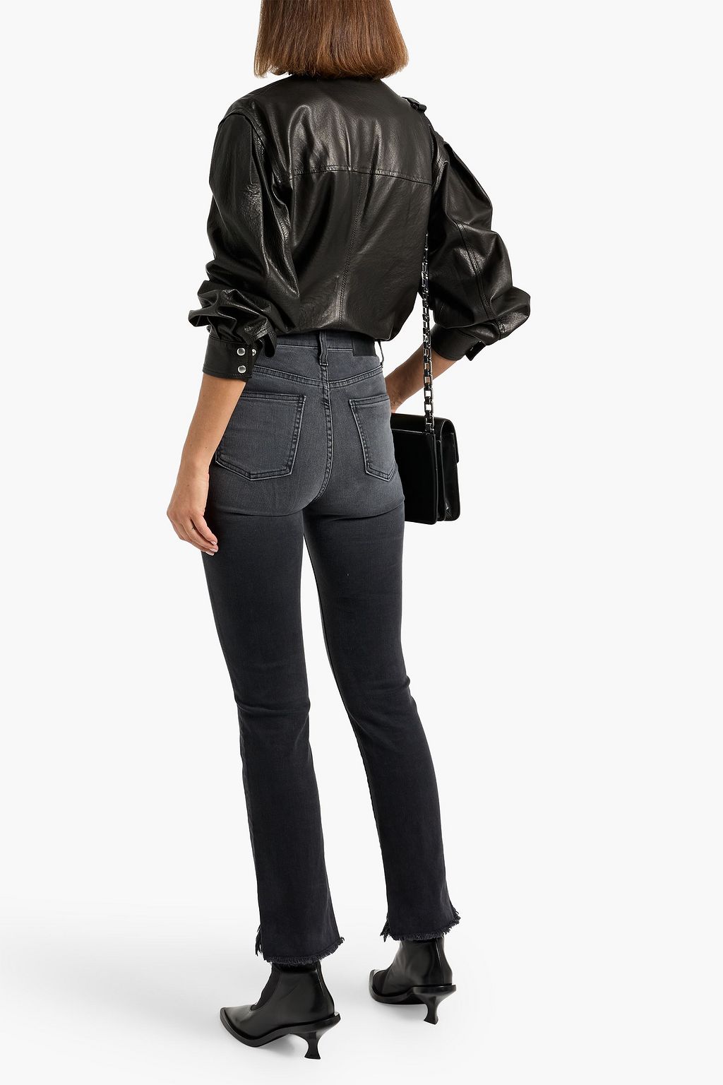 SIMKHAI River distressed high-rise straight-leg jeans